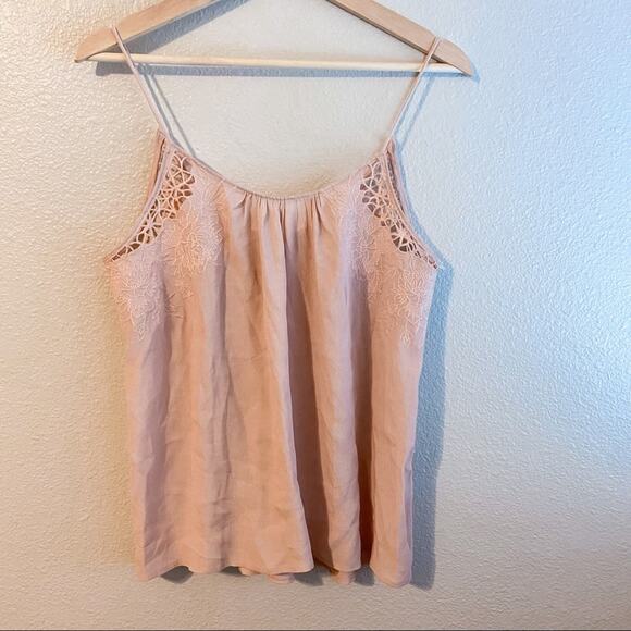 Astr Tops - ASTR Pink Eyelet Embroidered Tank Top